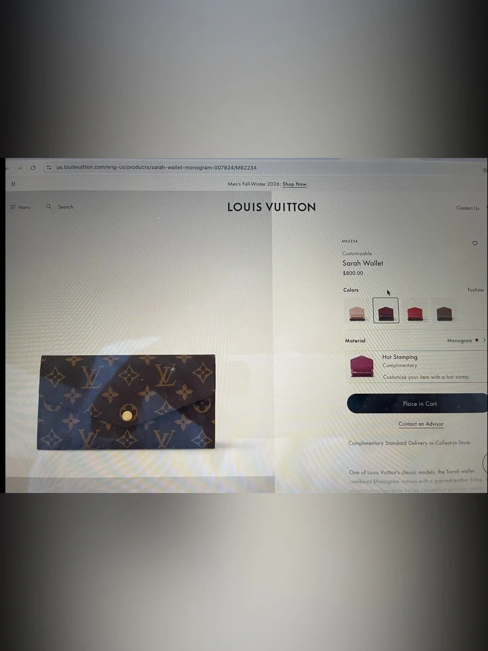 Louis Vuitton Brown Monogram Envelope Wallet with Gold Button